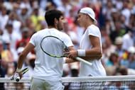 Carlos Alcaraz and Holger Rune in the Wimbledon 2023 quarterfinals